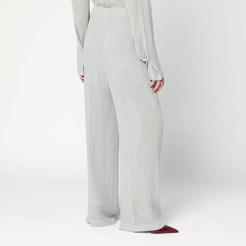 Alberta Ferretti Palazzo Pants In Ice Color Crêpe Women