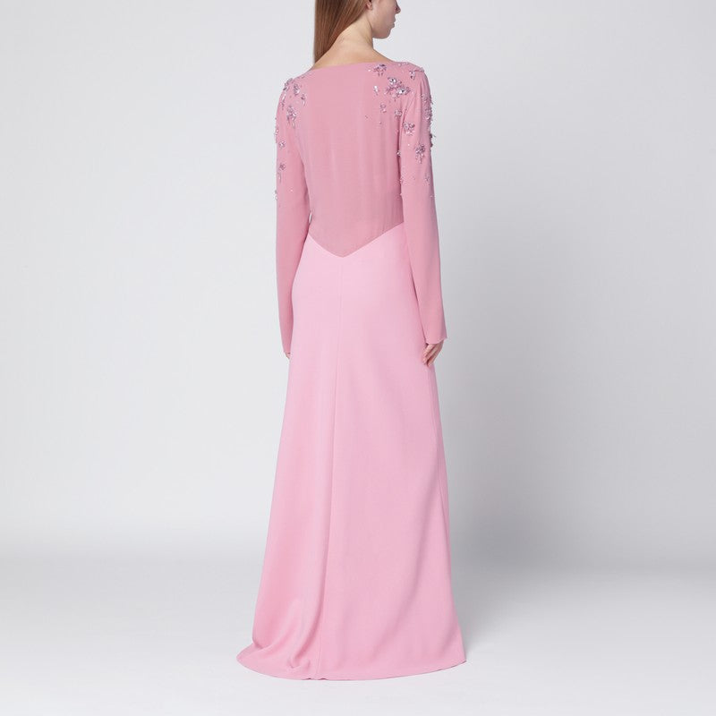 Alberta Ferretti Pink Evening Dress With Bead Embroidery Women