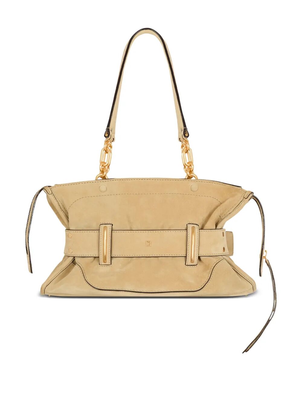 Balmain Women "Anthem" Suede Leather Shoulder Bag