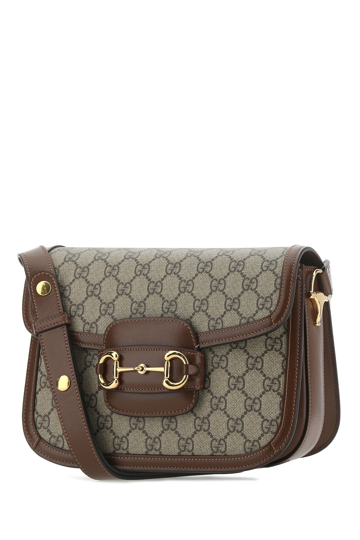 Gucci Women Gg Supreme Fabric And Leather Horsebit 1955 Shoulder Bag