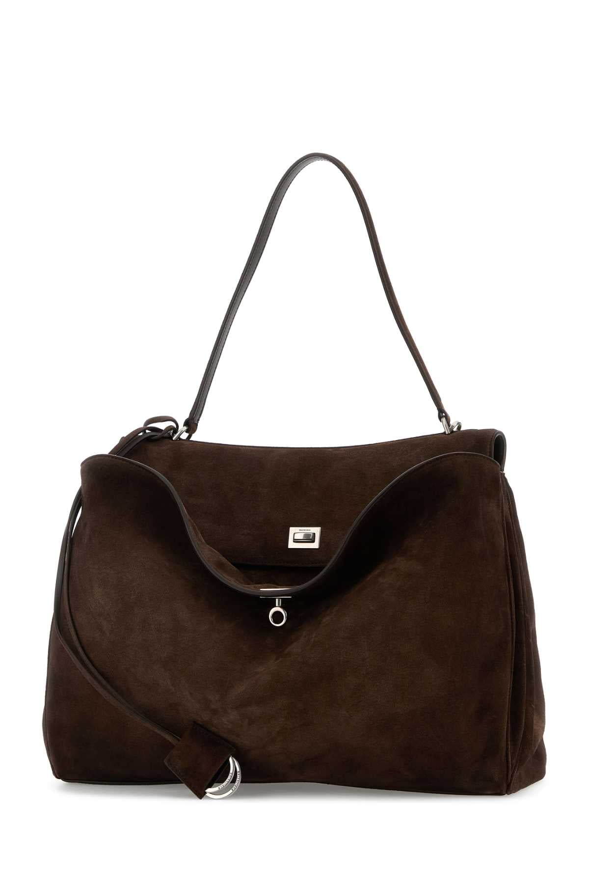 Balenciaga Men Dark Brown Suede Large Rodeo Handbag