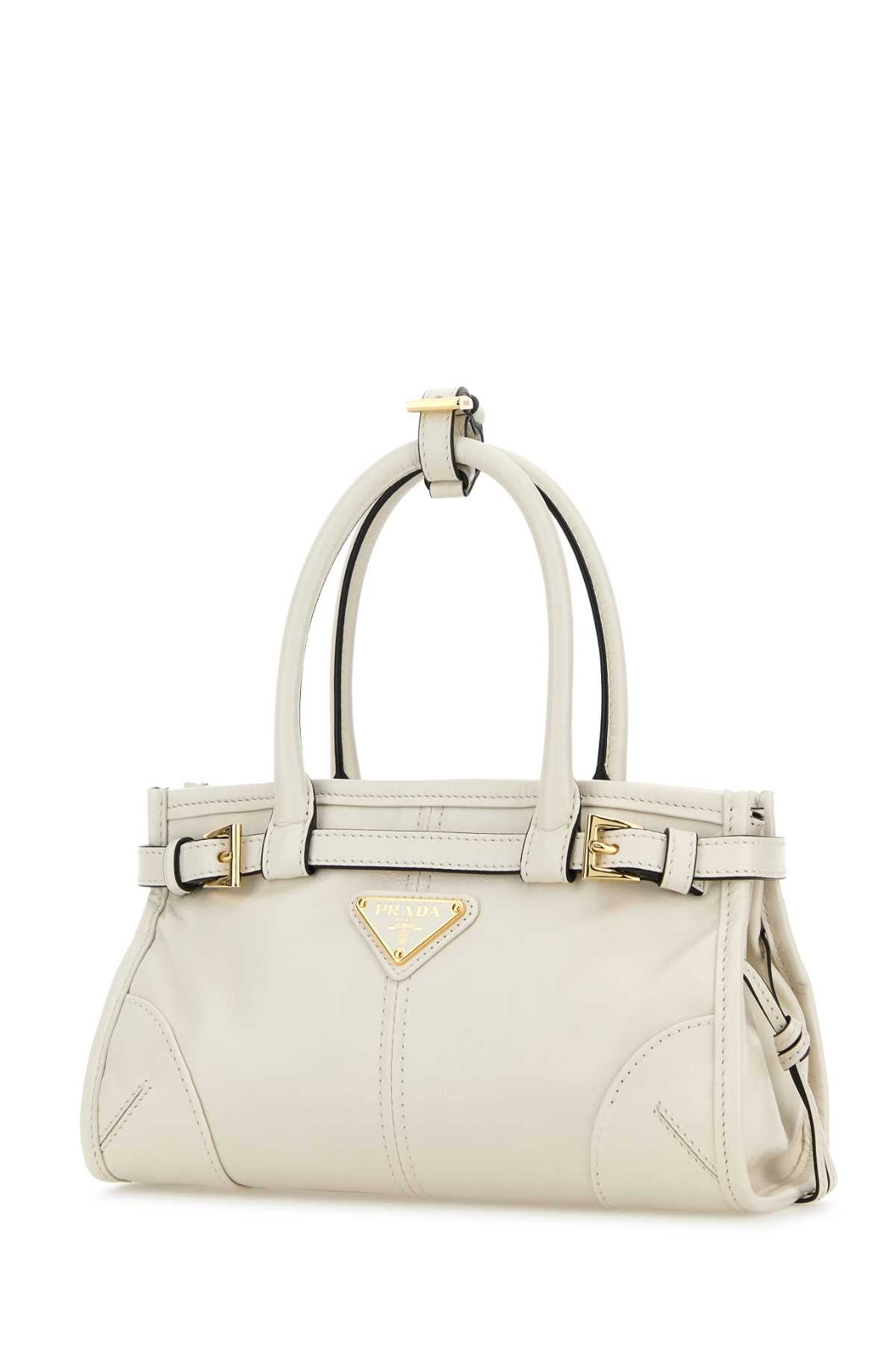 Prada Women Ivory Leather Mini Prada Bonnie Handbag