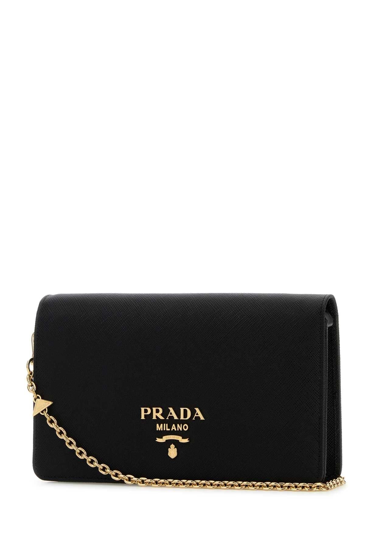 Prada Women Black Leather Mini Shoulder Strap
