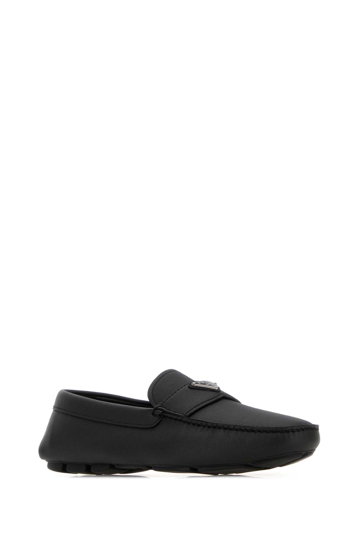 Prada Men Black Leather Loafers