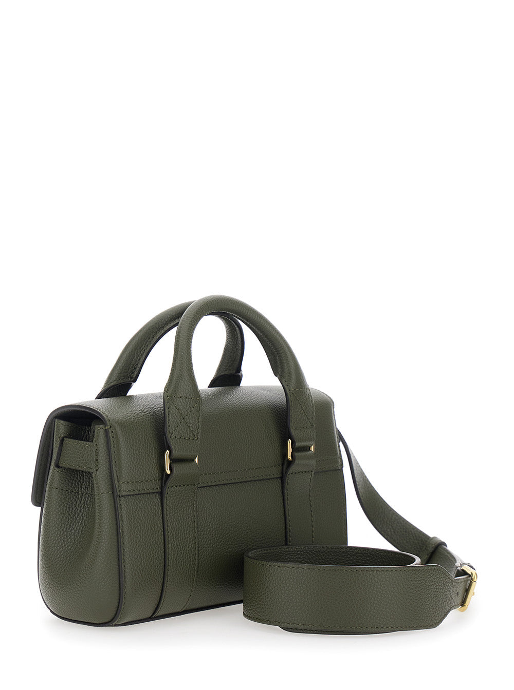 Mulberry Women 'Bayswater Mini' Green Handbag With Twist Lock In Hammered Leather Woman