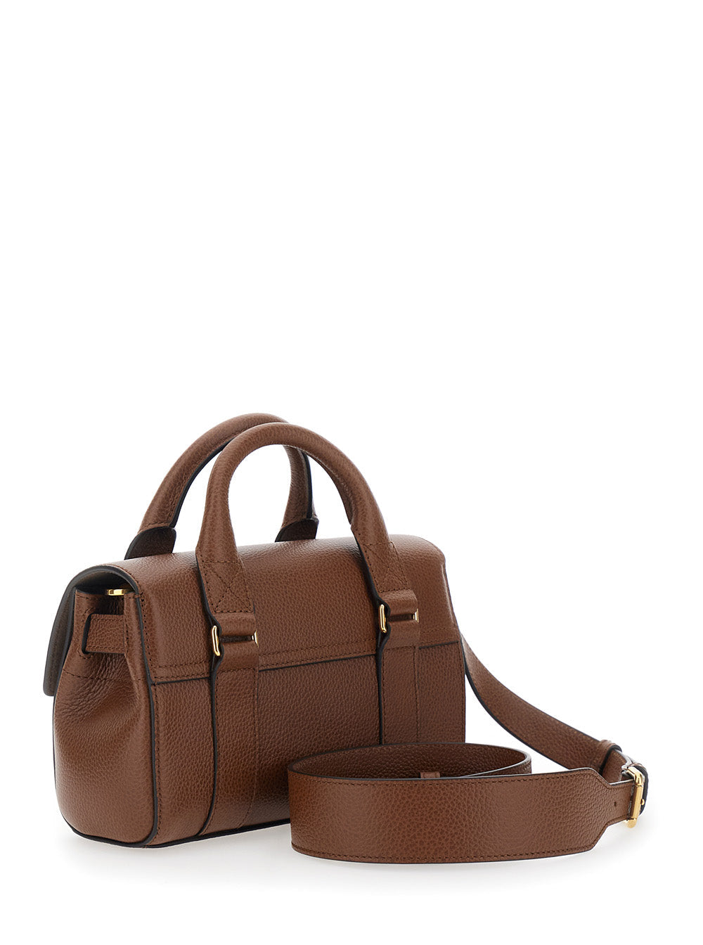 Mulberry Women 'Bayswater Mini' Brown Handbag With Twist Lock In Hammered Leather Woman