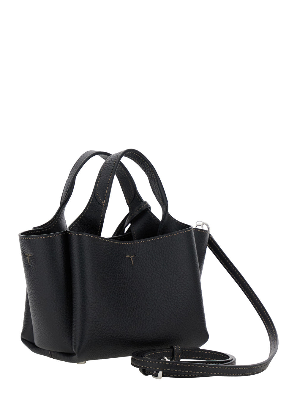 Tod's Women Black Handbag With Removable Metal Pendant In Leather Woman