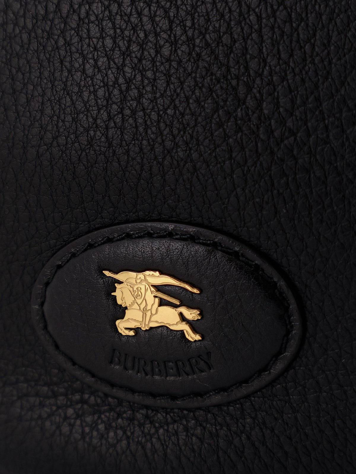 Burberry Women Hammered Leather Crossbody Bag With Logo Patch