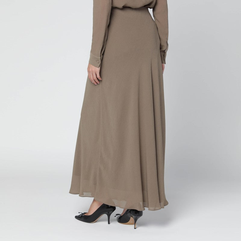 Alberta Ferretti Long Beige Viscose Skirt Women