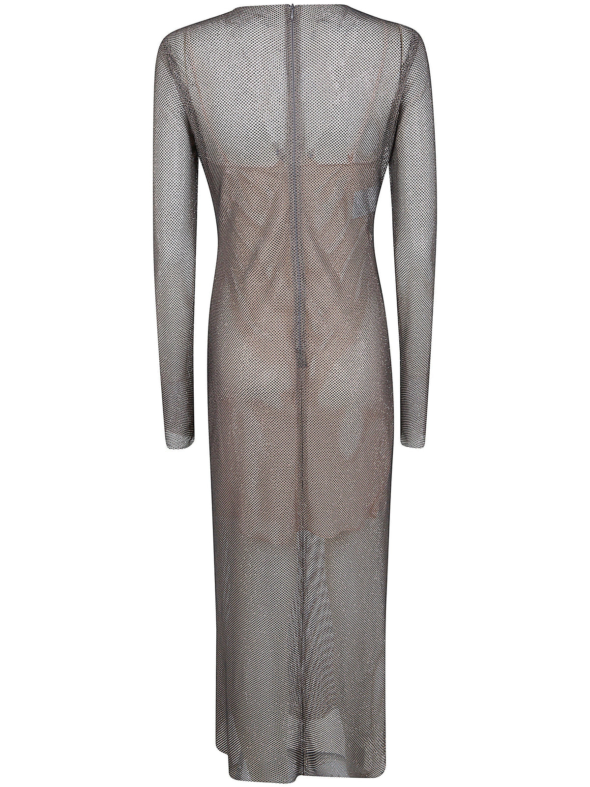 Alberta Ferretti Women Crystals Net Midi Dress