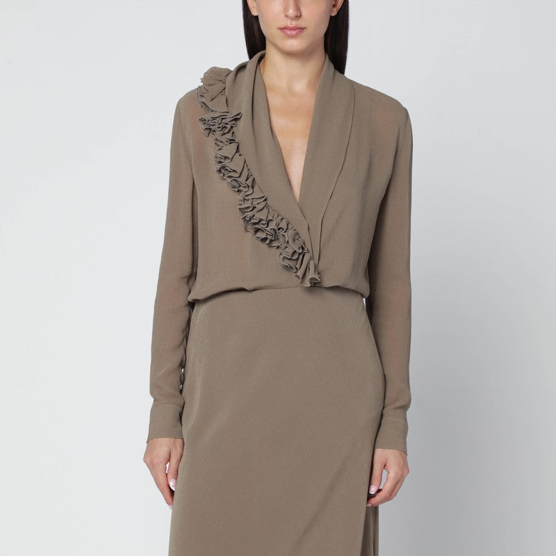 Alberta Ferretti Beige Blouse With Floral Embroidery Women