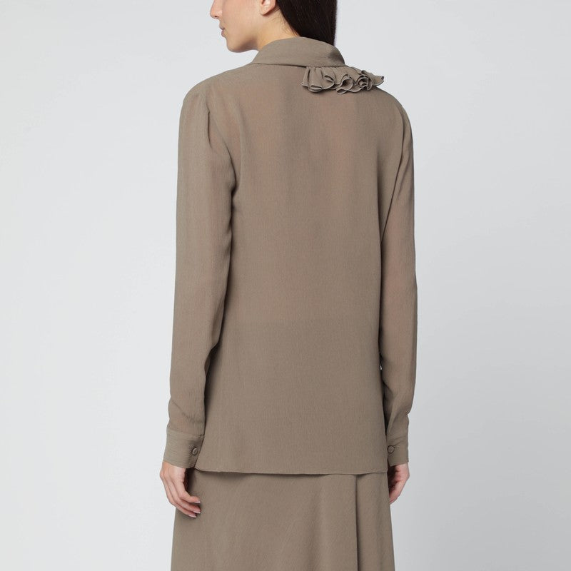 Alberta Ferretti Beige Blouse With Floral Embroidery Women