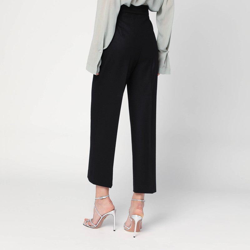 Alberta Ferretti Black Wool-Blend Trousers Women