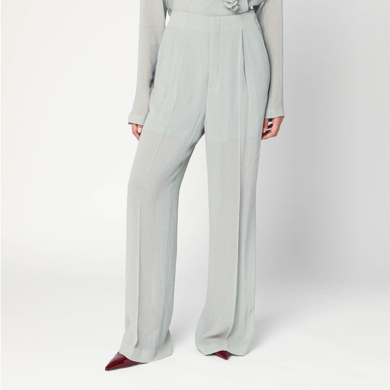 Alberta Ferretti Palazzo Pants In Ice Color Crêpe Women