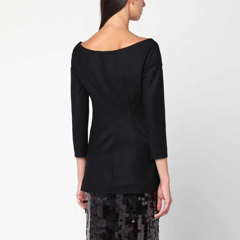 Alberta Ferretti Black Wool V-Neck Jacket Women