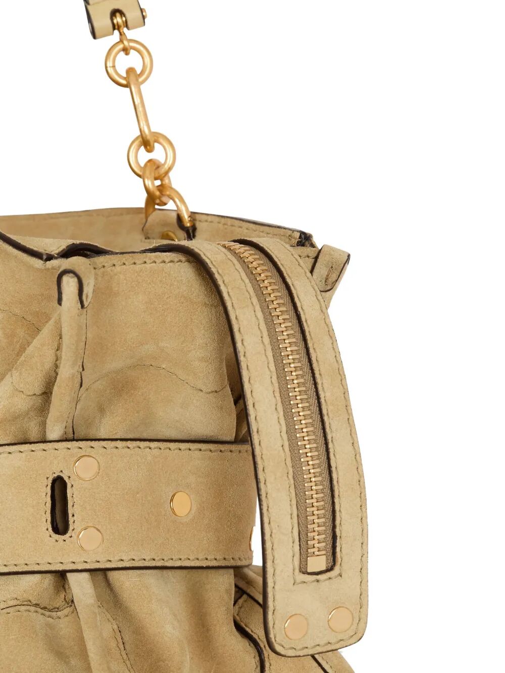 Balmain Women "Anthem" Suede Leather Shoulder Bag