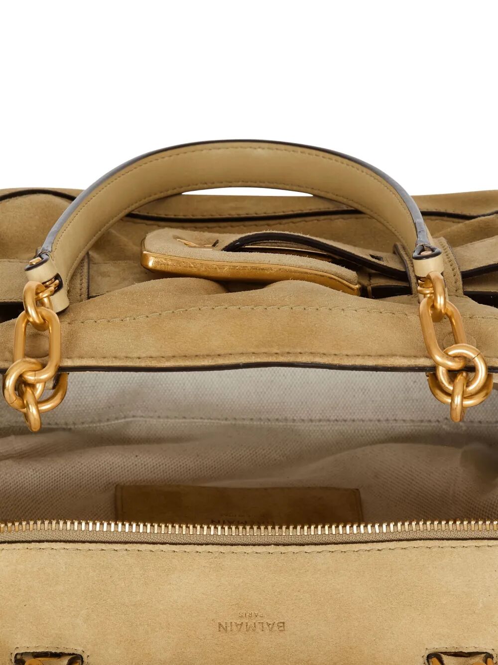 Balmain Women "Anthem" Suede Leather Shoulder Bag