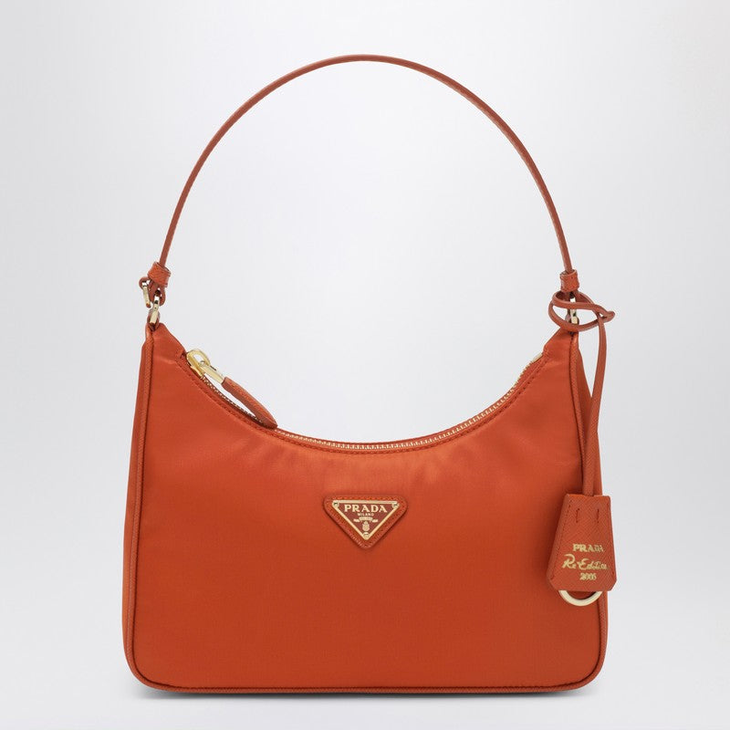 Prada Re-Edition 2005 Mini Bag In Papaya-Colored Re-Nylon And Saffiano Leather Women