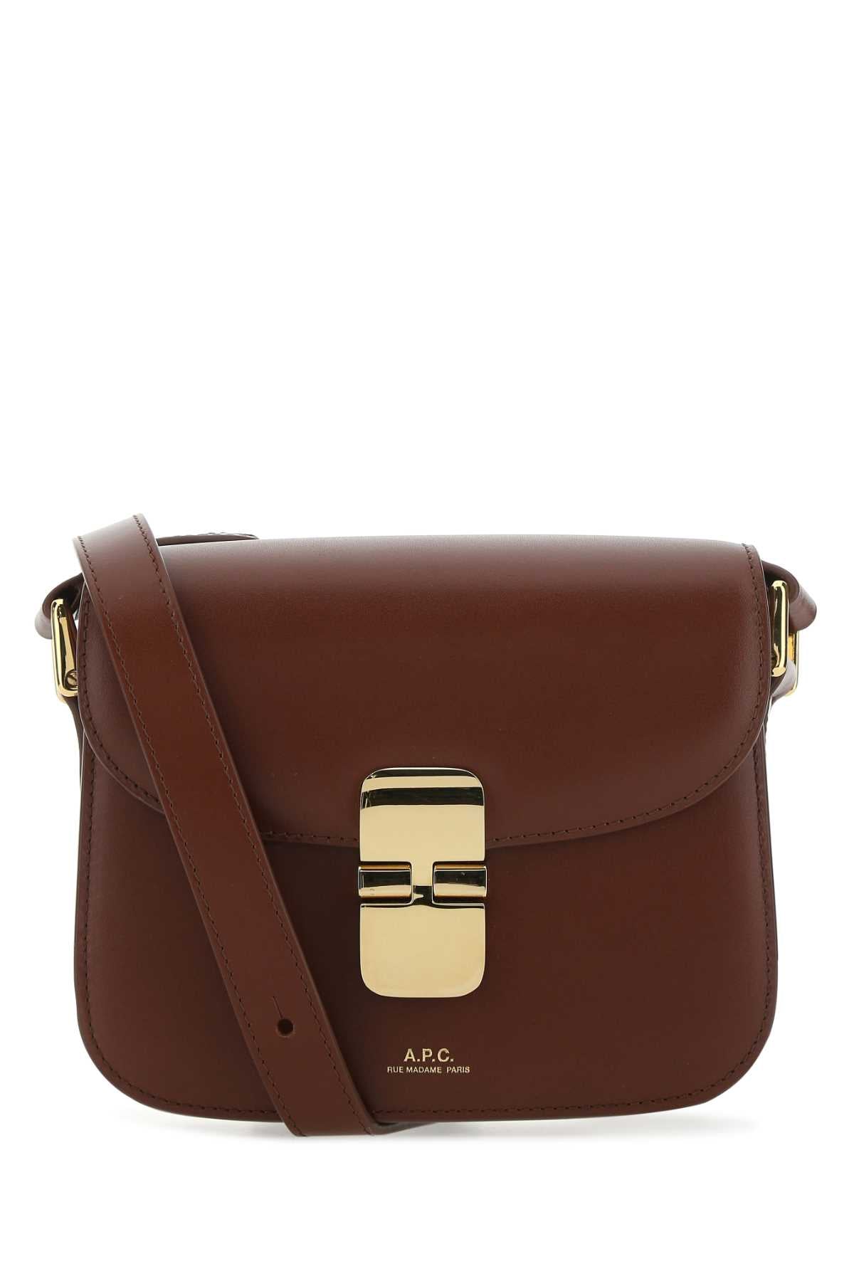 A.P.C. Women Brown Leather Grace Mini Crossbody Bag