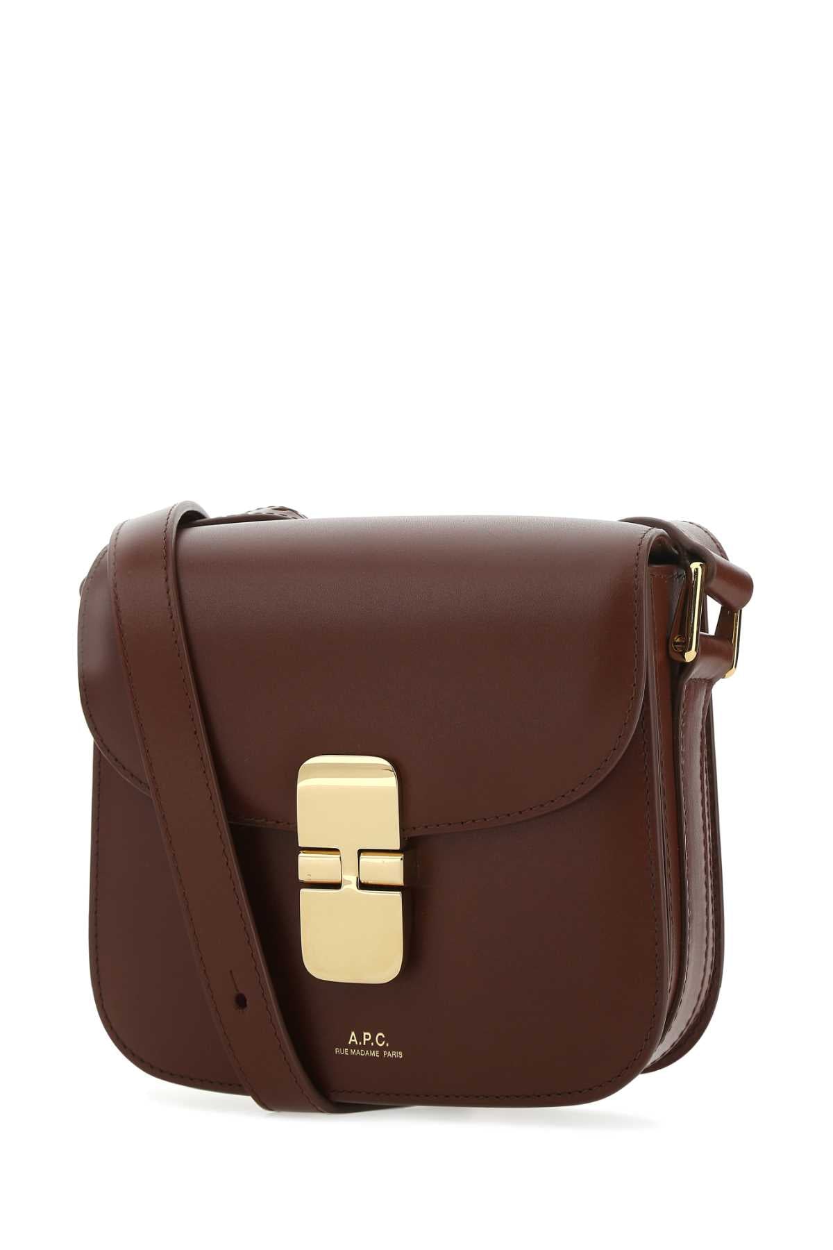 A.P.C. Women Brown Leather Grace Mini Crossbody Bag
