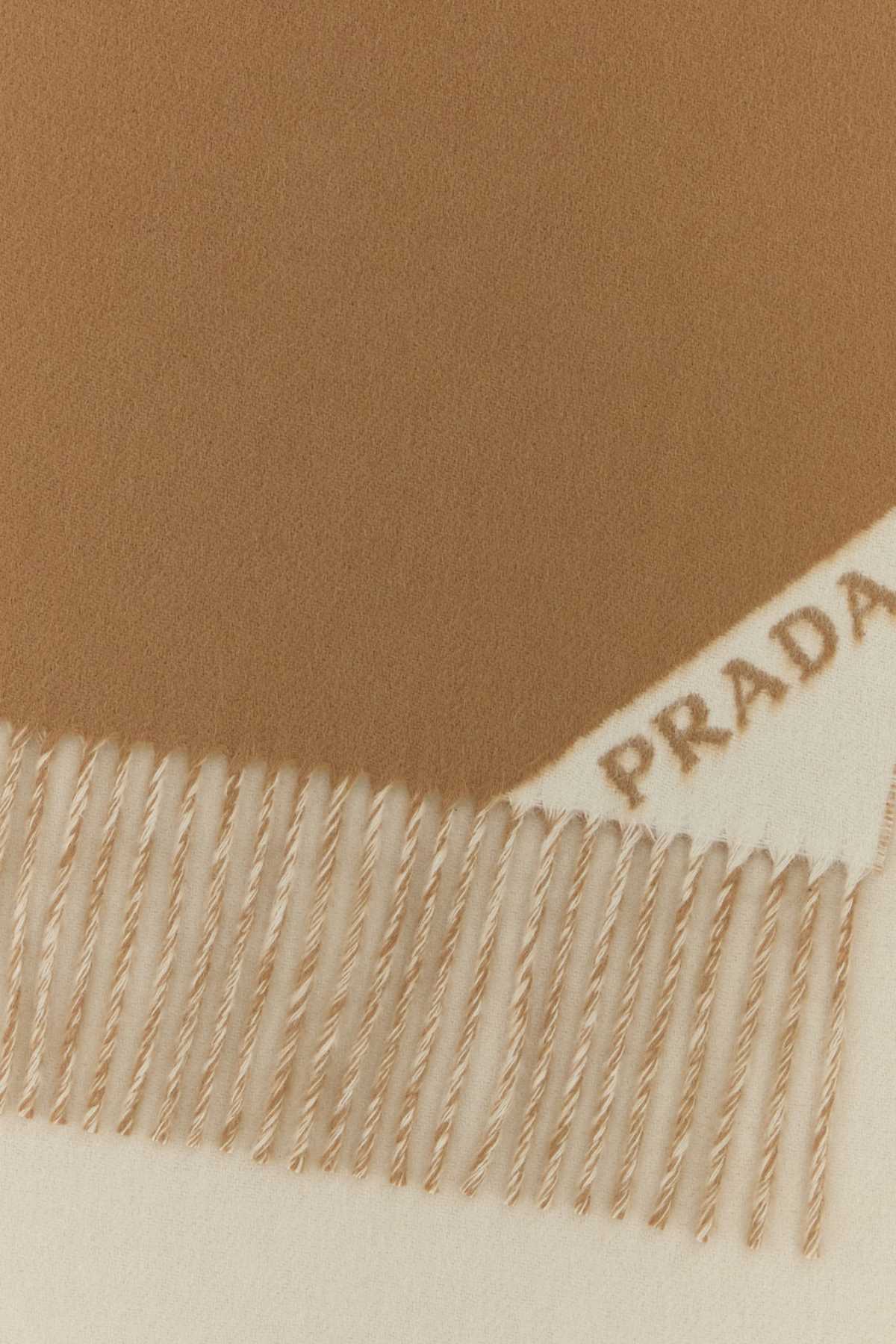 Prada Women Camel Cashmere Scarf
