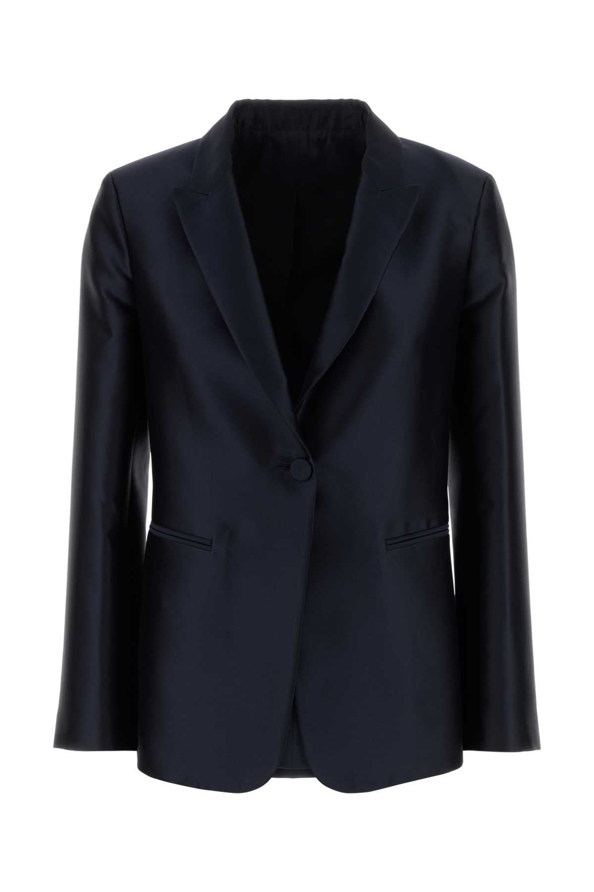 Alberta Ferretti Women Navy Blue Satin Blazer