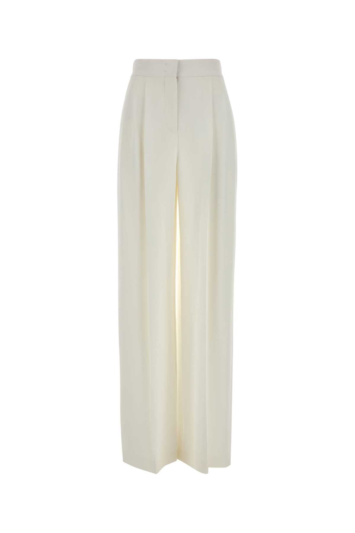Alberta Ferretti Women White Stretch Crepe Wide-Leg Pant