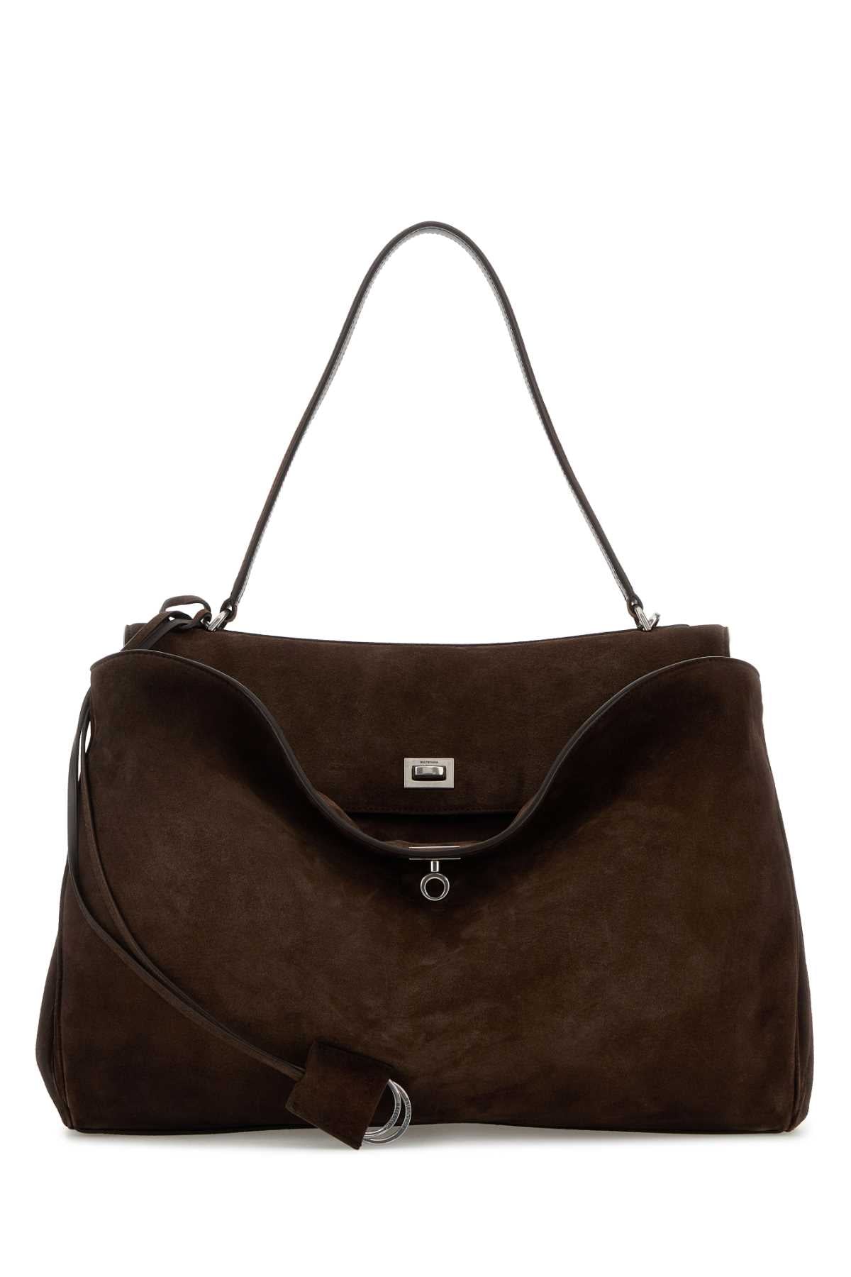 Balenciaga Men Dark Brown Suede Large Rodeo Handbag