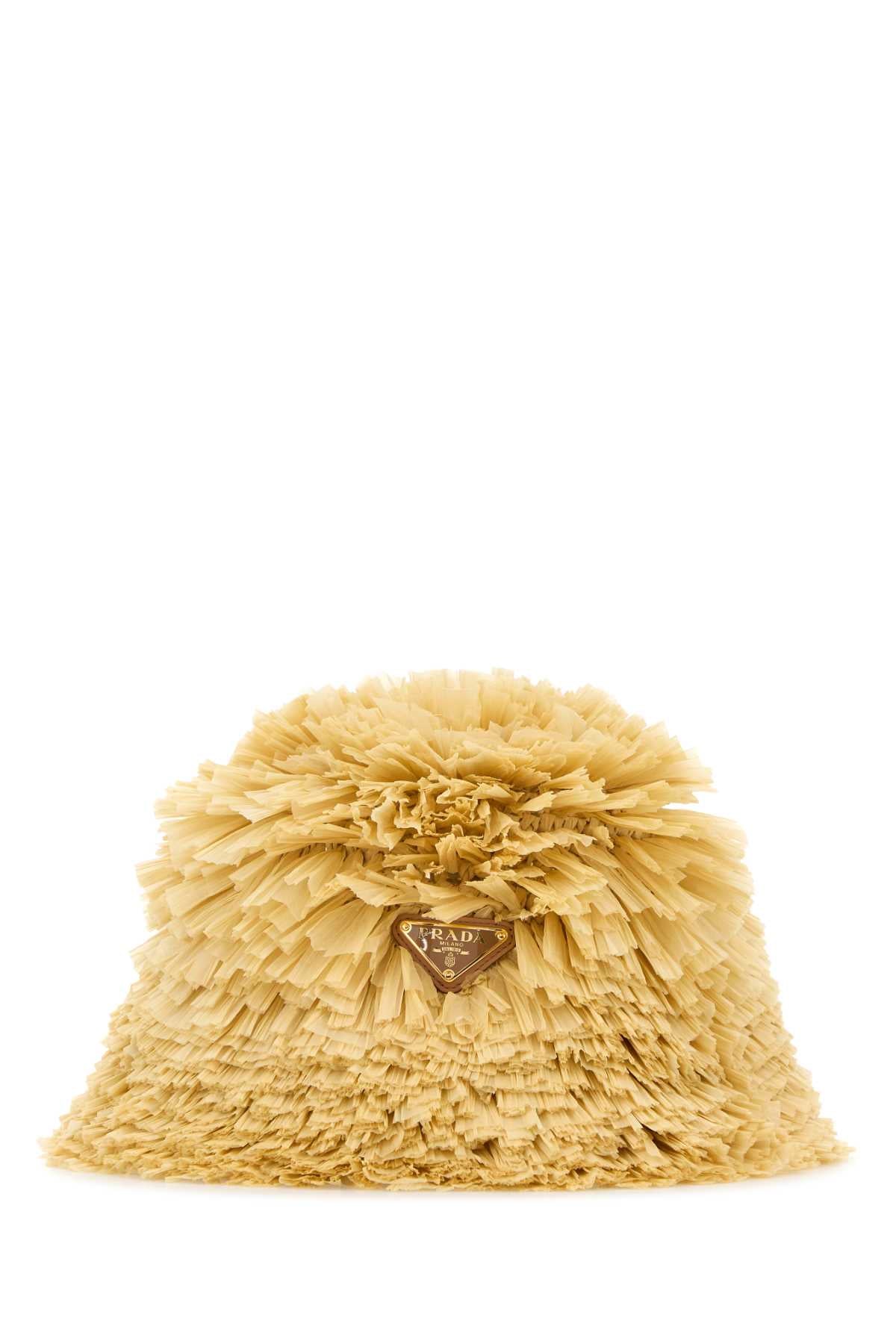 Prada Women Embellished Raffia Bucket Hat