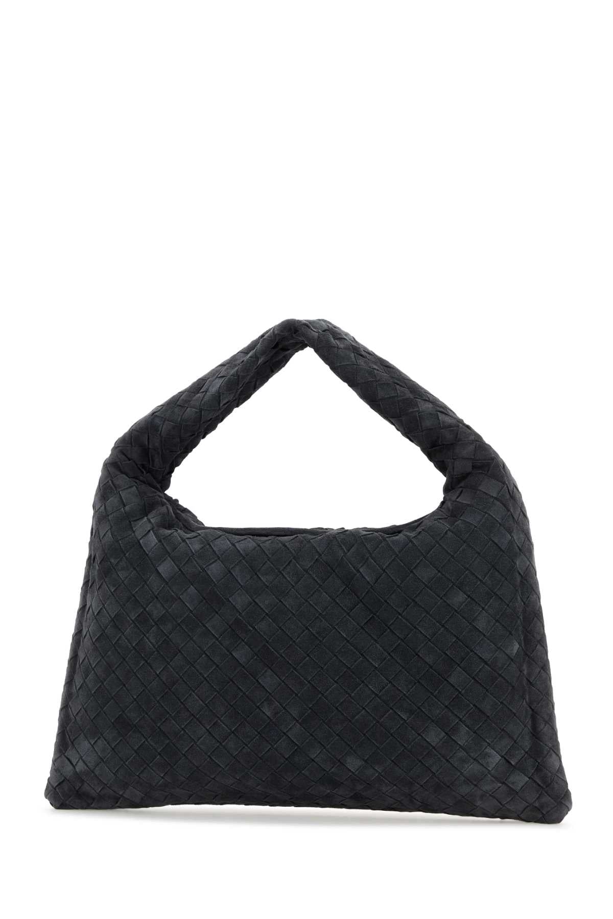 Bottega Veneta Women Dark Grey Suede Small Hop Shoulder Bag