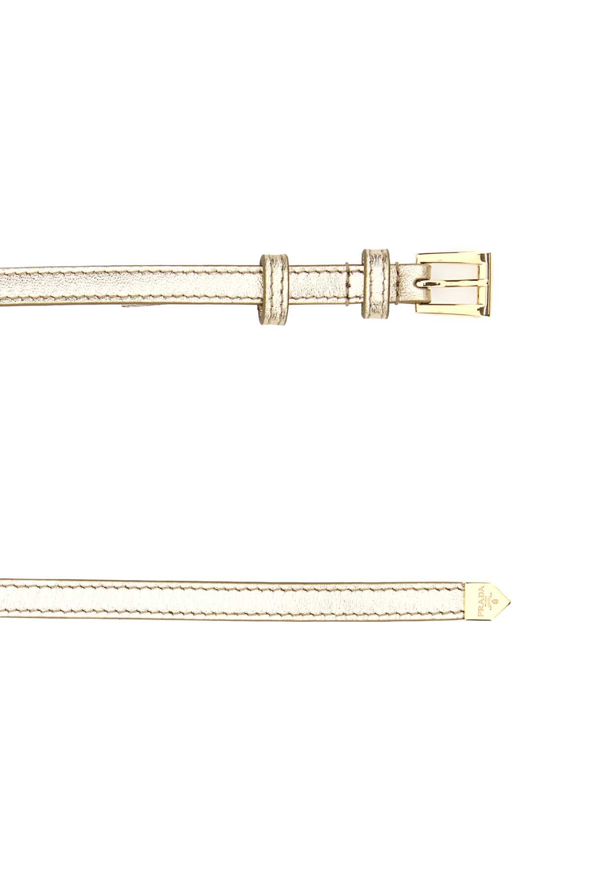 Prada Women Gold Leather Belt