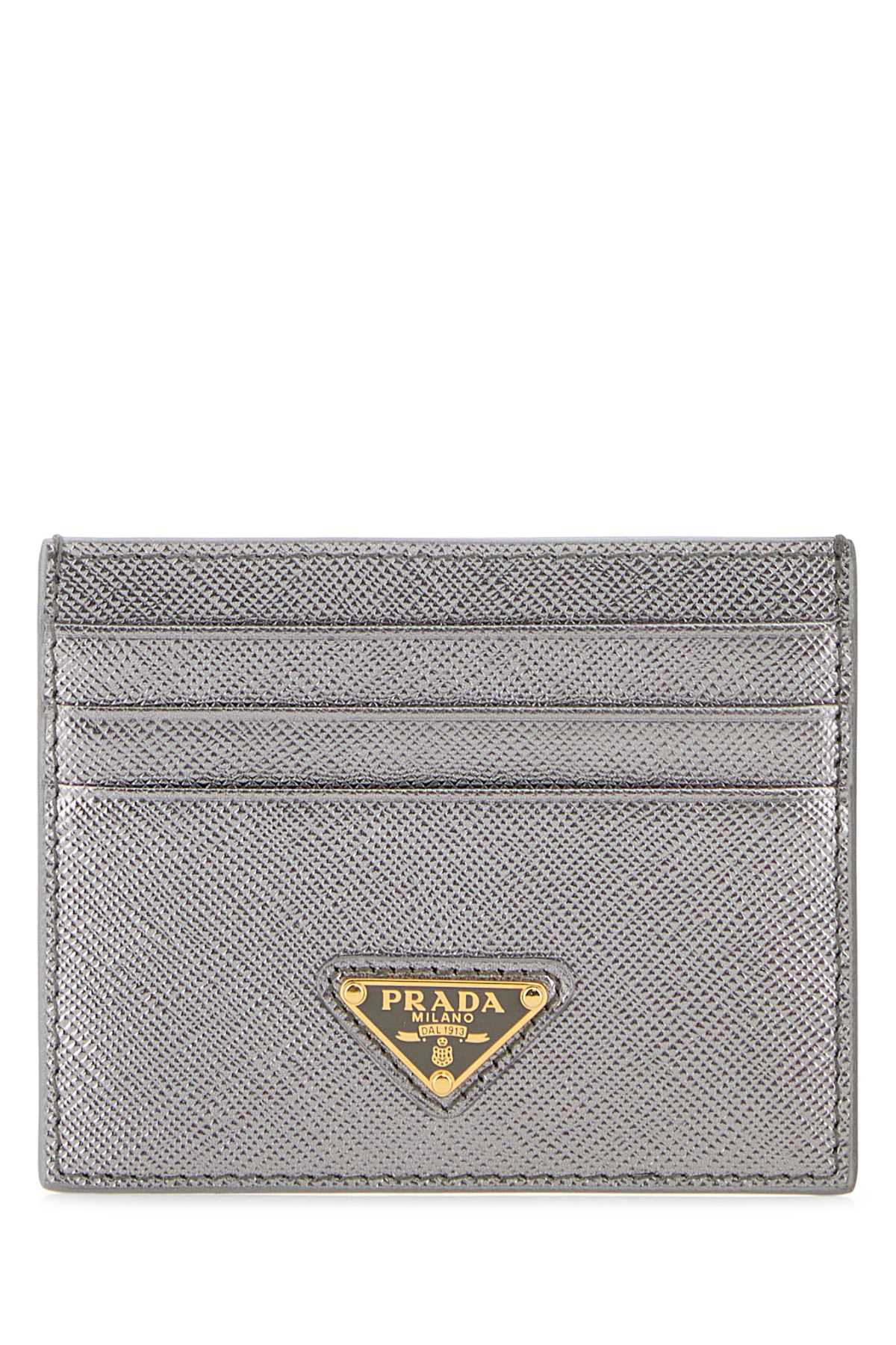 Prada Women Silver Leather Card Holder