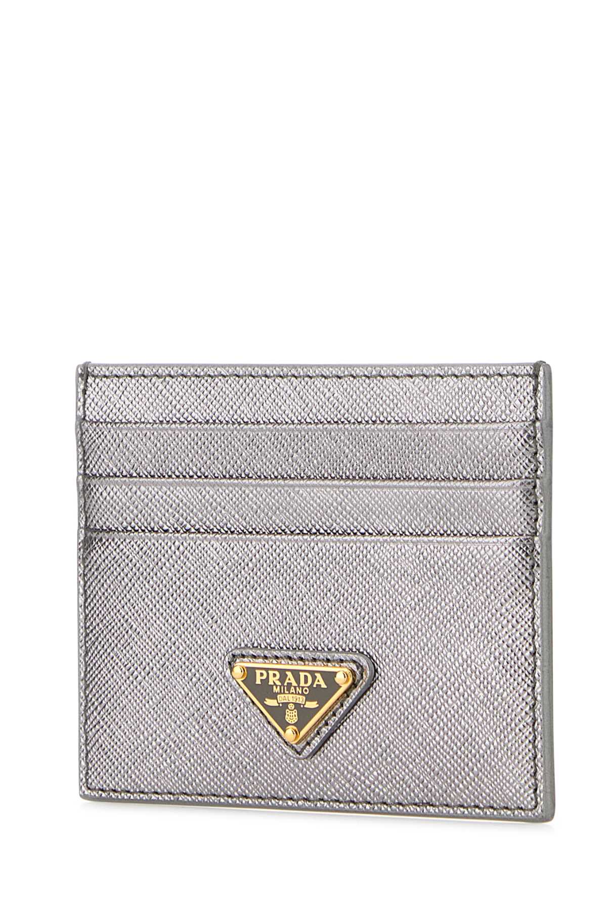 Prada Women Silver Leather Card Holder