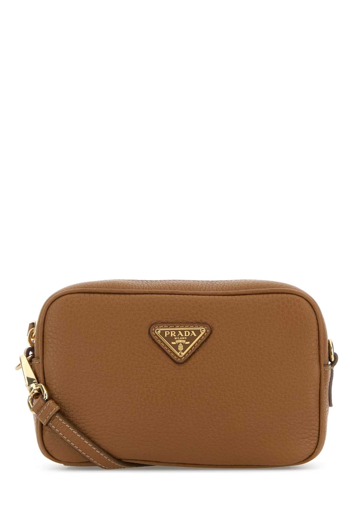 Prada Women Caramel Leather Crossbody Bag