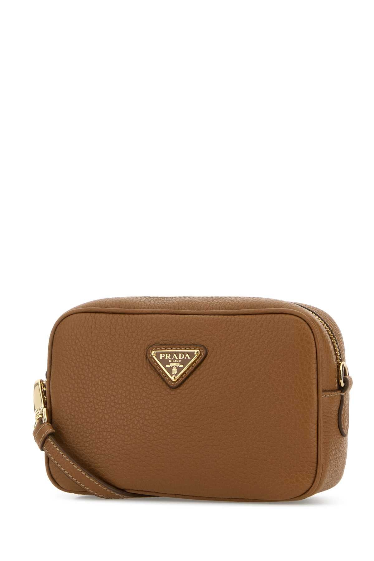 Prada Women Caramel Leather Crossbody Bag