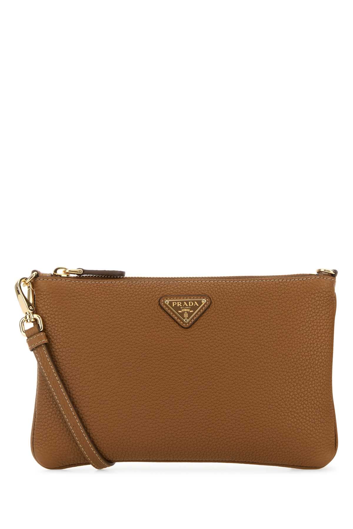 Prada Women Caramel Leather Crossbody Bag
