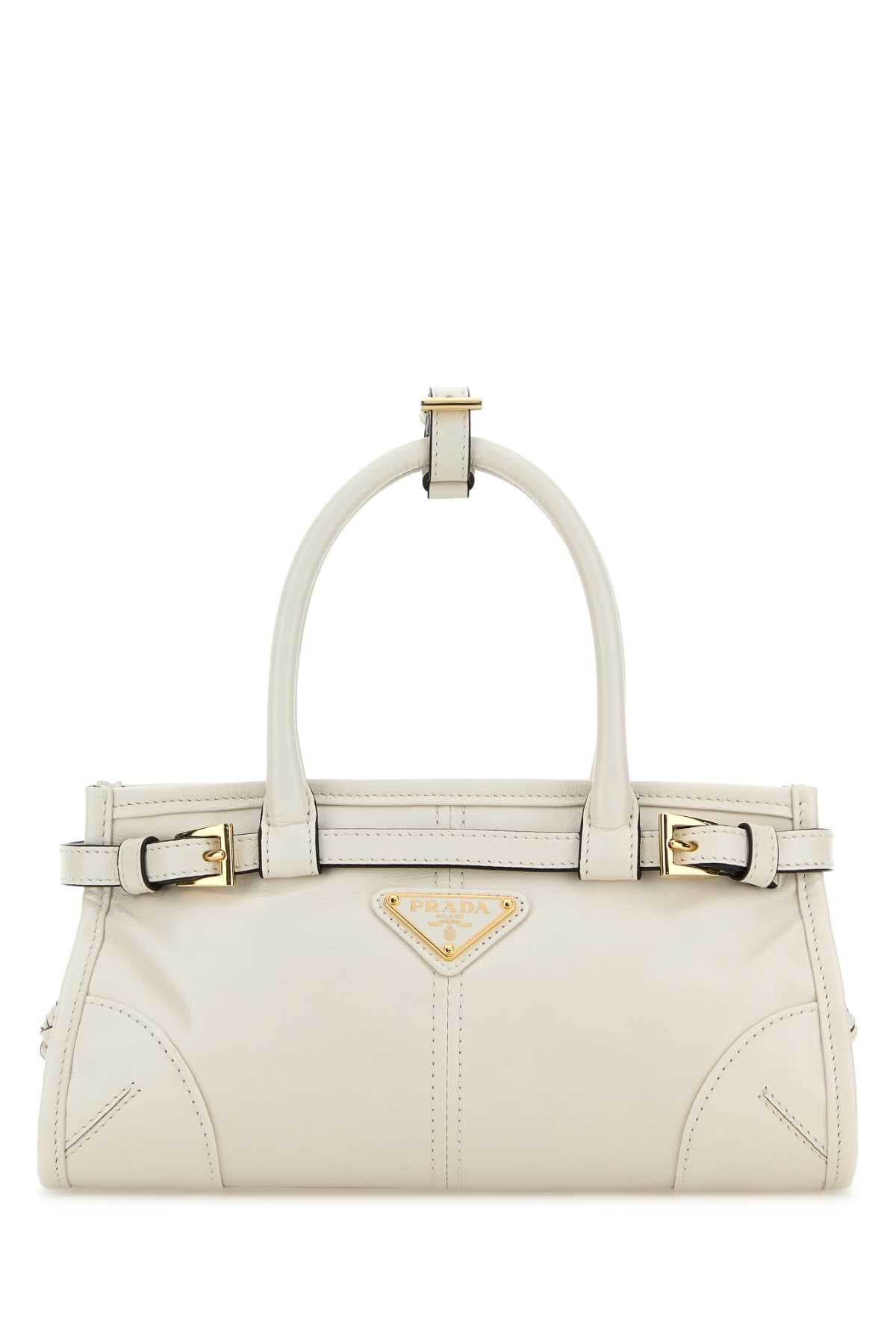 Prada Women Ivory Leather Mini Prada Bonnie Handbag