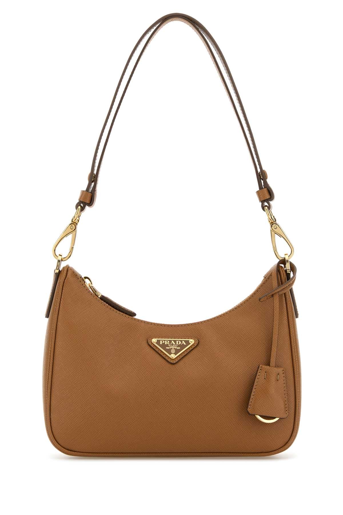 Prada Women Caramel Leather Mini Prada Re-Edition Shoulder Bag