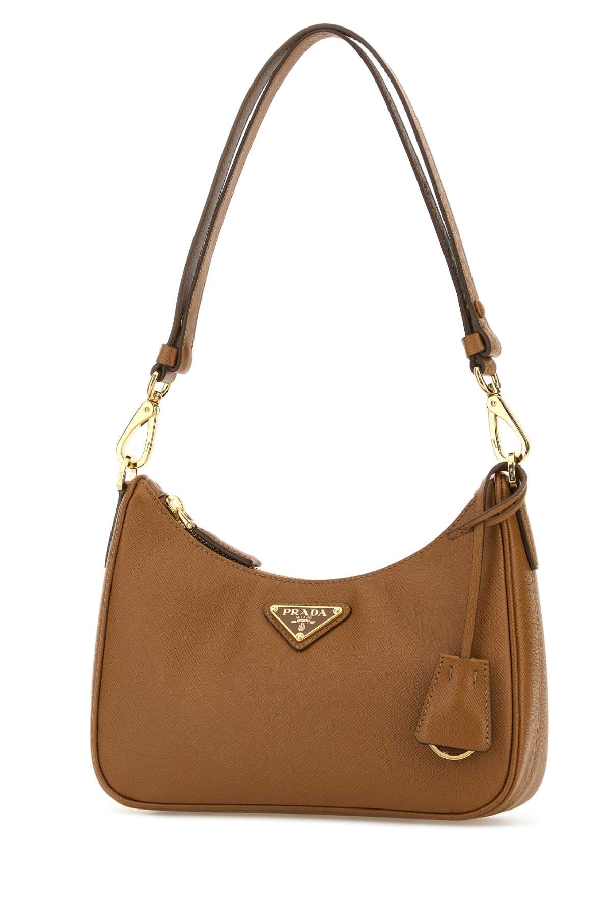 Prada Women Caramel Leather Mini Prada Re-Edition Shoulder Bag