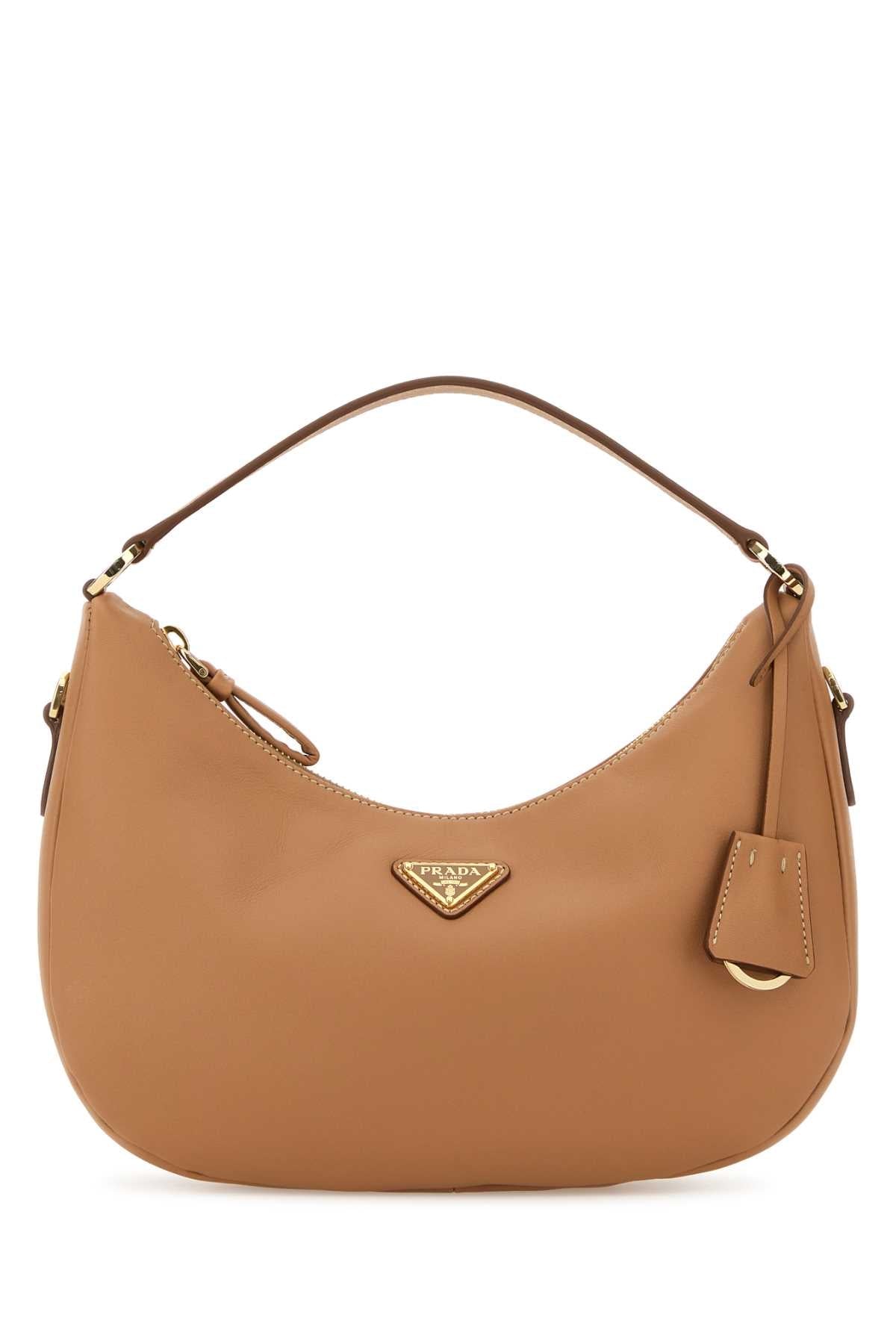 Prada Women Camel Leather Handbag