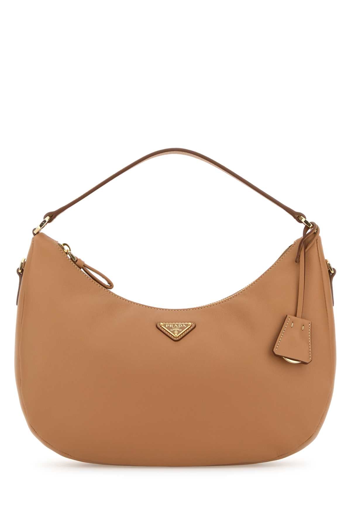 Prada Women Camel Leather Handbag