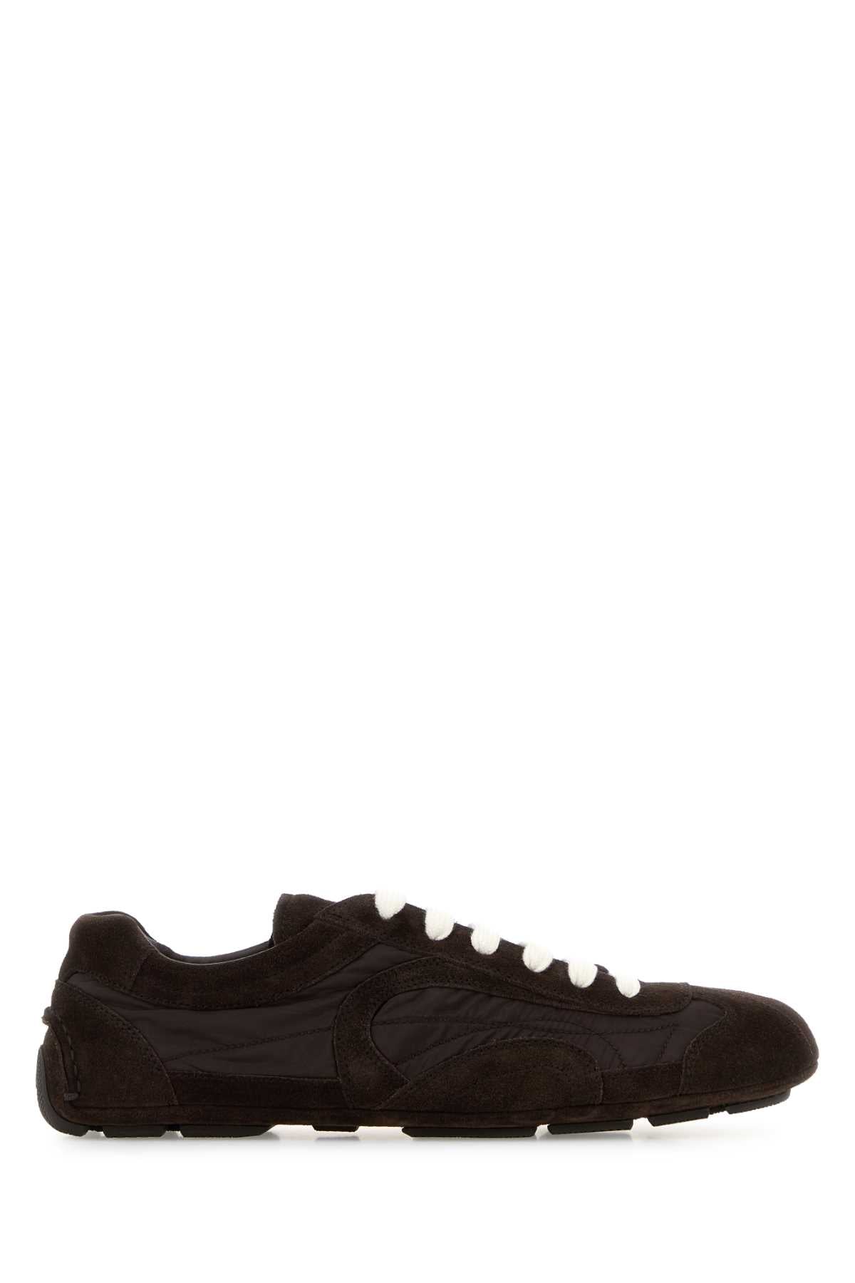 Prada Women Brown Suede And Re-Nylon Montecarlo Re-Edition 2005 Sneakers