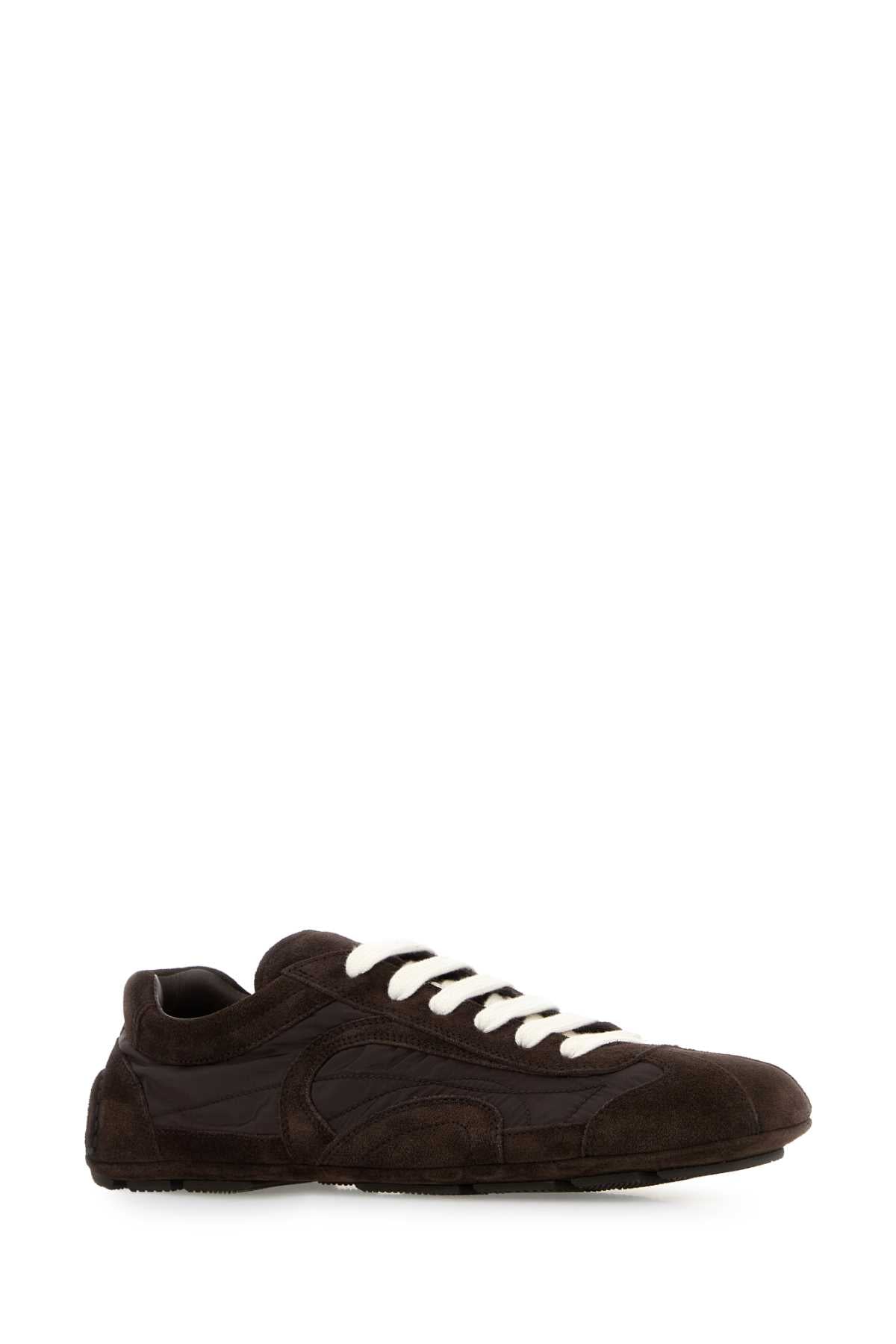 Prada Women Brown Suede And Re-Nylon Montecarlo Re-Edition 2005 Sneakers