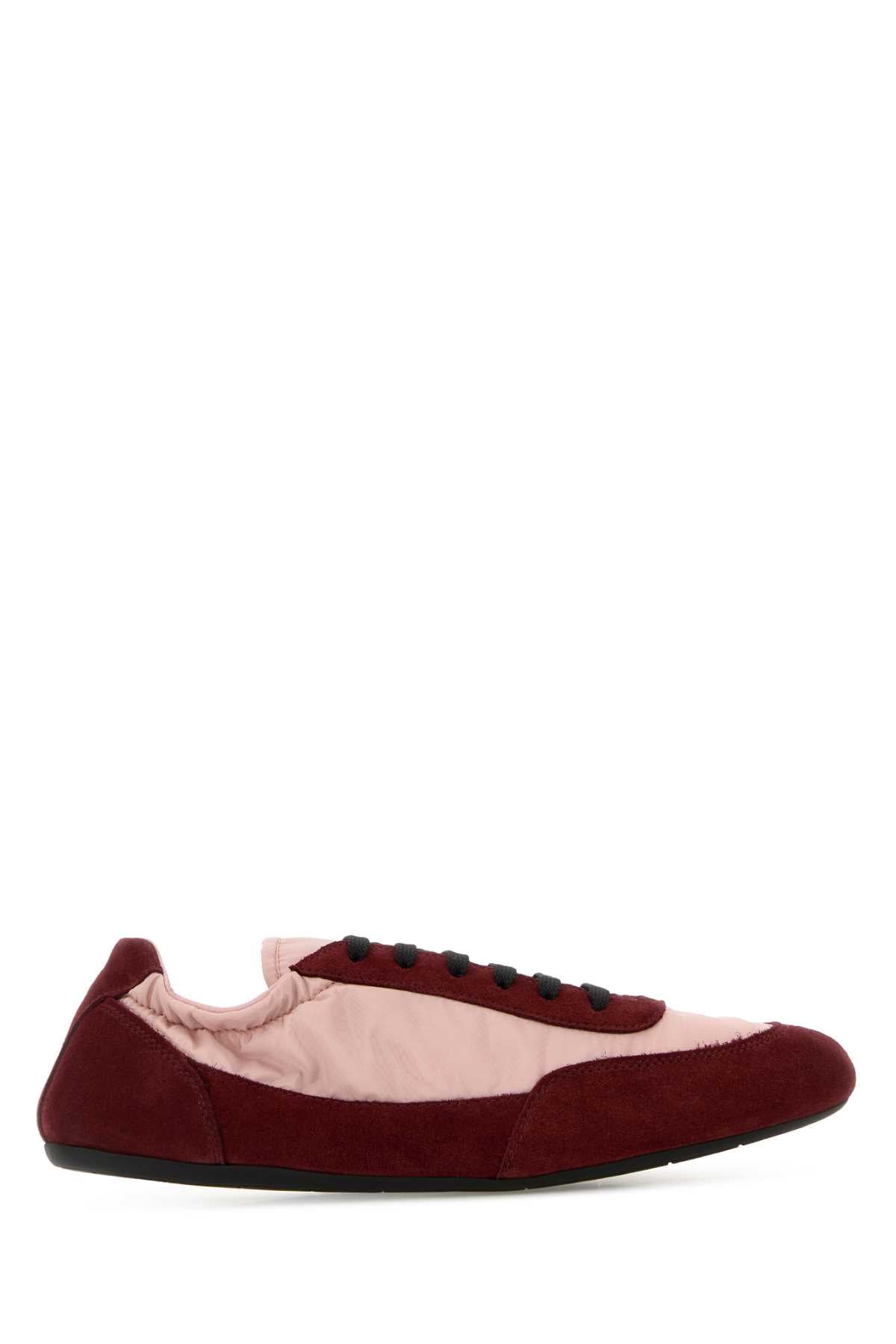 Prada Women Two-Tone Re-Nylon And Suede Collapse Sneakers