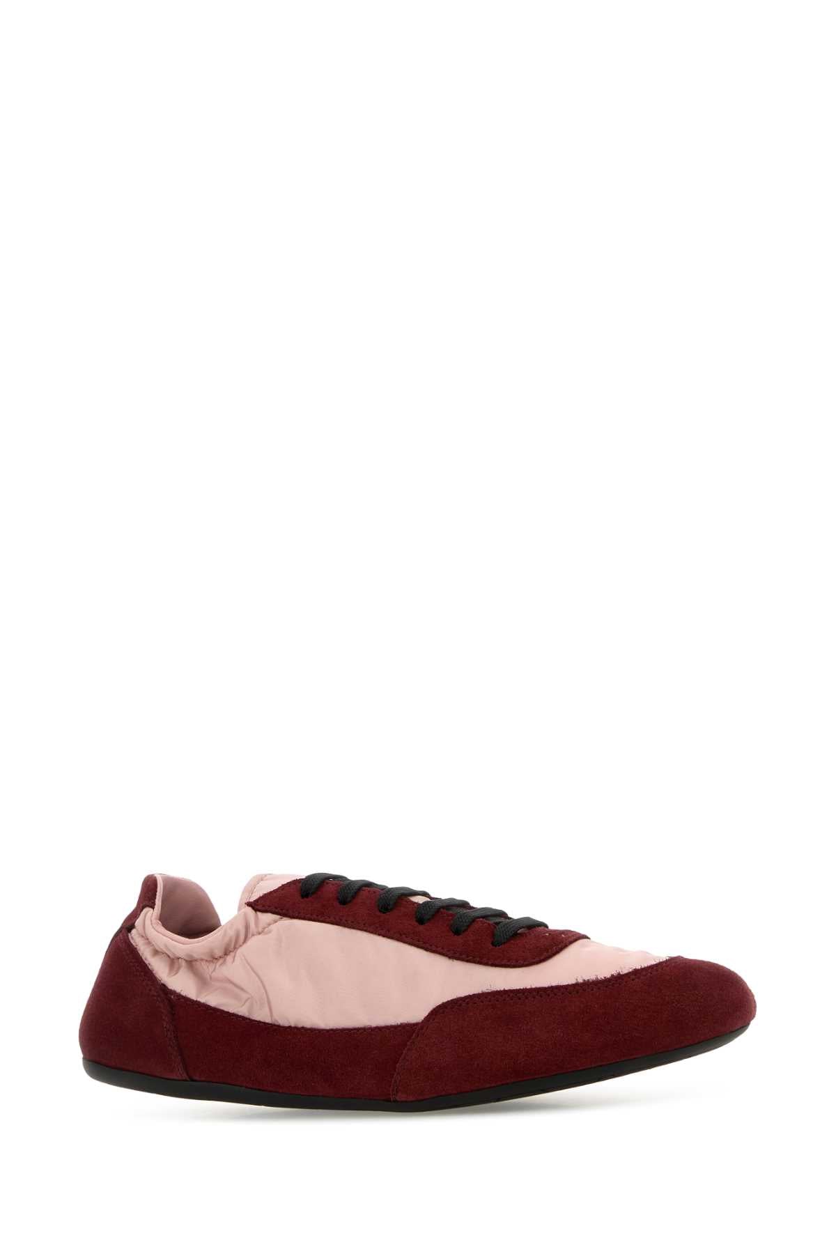 Prada Women Two-Tone Re-Nylon And Suede Collapse Sneakers
