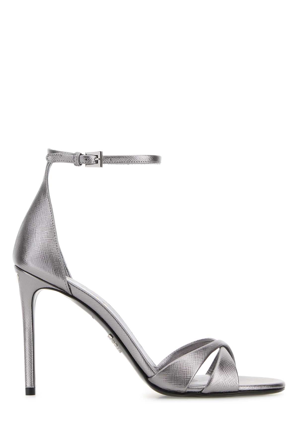 Prada Women Silver Leather Sandals