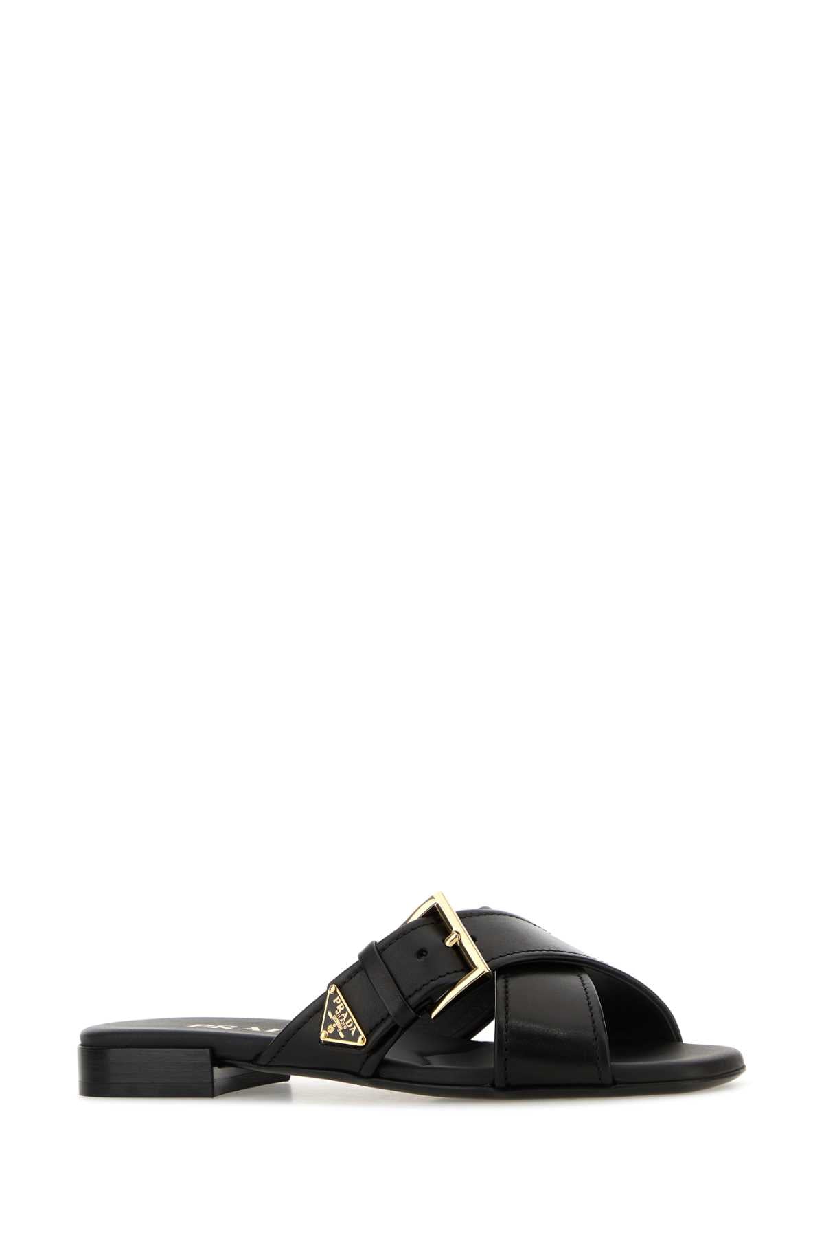 Prada Women Black Leather Slippers
