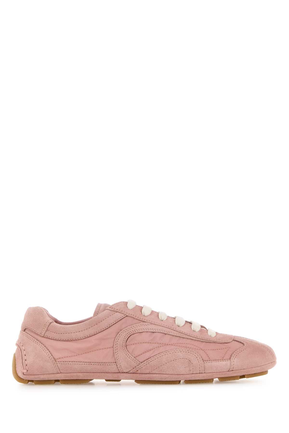 Prada Women Pink Suede And Re-Nylon Montecarlo Re-Edition 2005 Sneakers