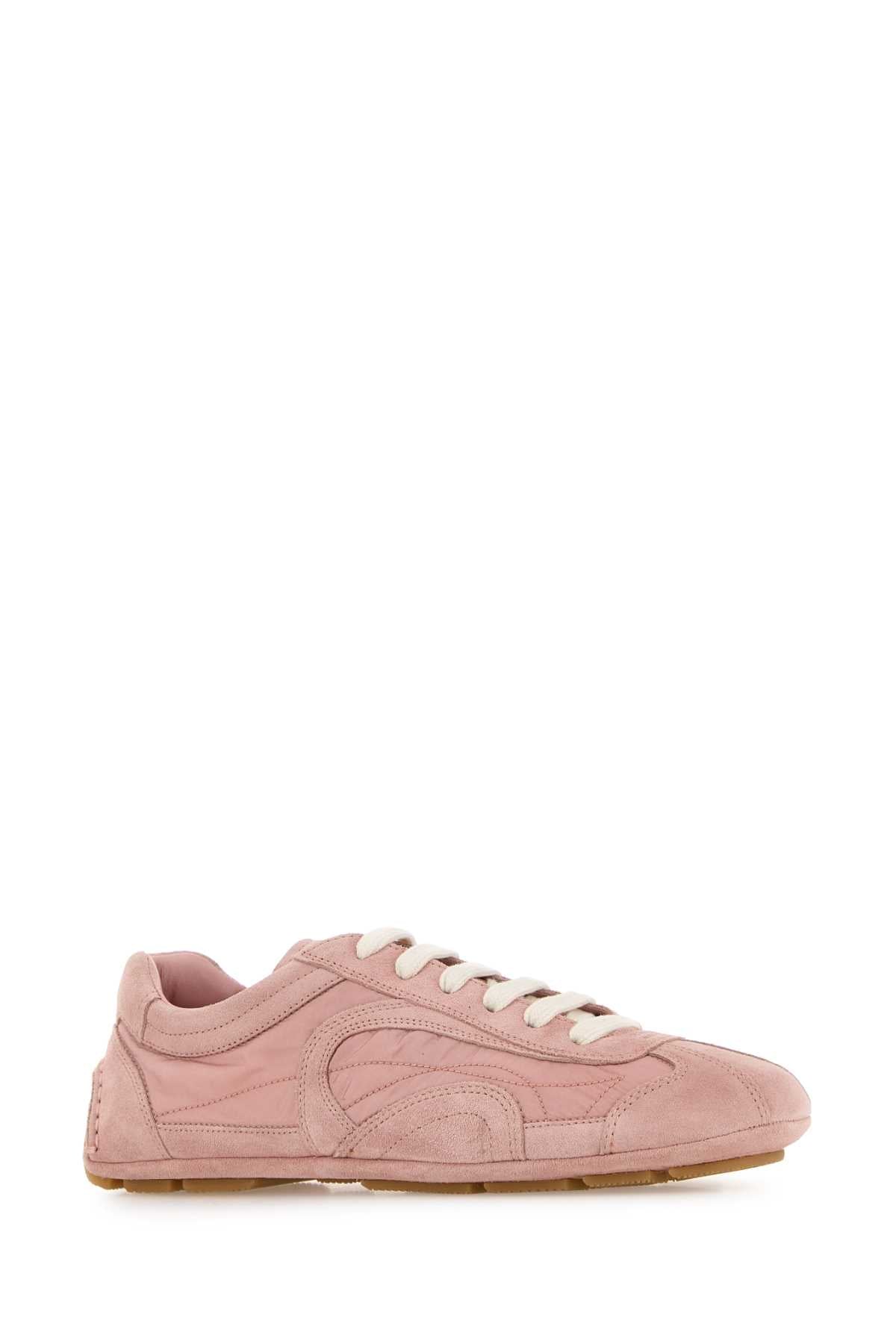 Prada Women Pink Suede And Re-Nylon Montecarlo Re-Edition 2005 Sneakers