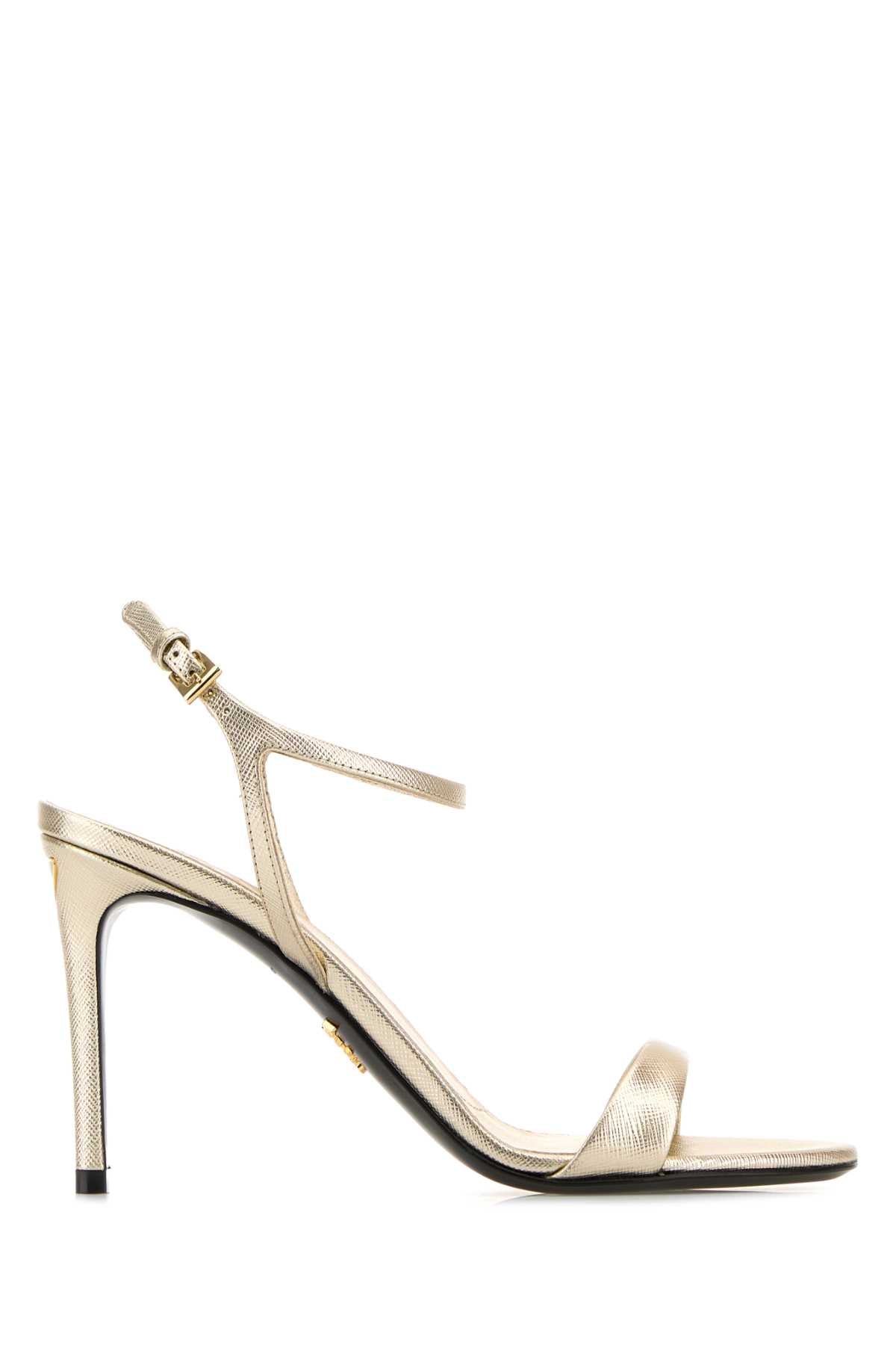 Prada Women Gold Leather Sandals